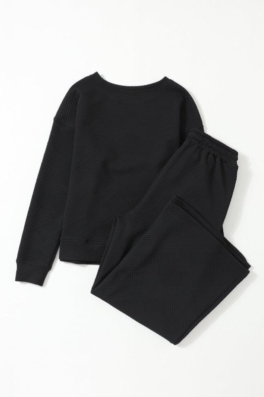 Textured Top and Pants Set