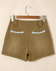 Western Denim Arrow Embroidered High Waist Shorts