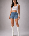 GJG Denim Easy Rider High-Rise Shorts — Light Stone Wash