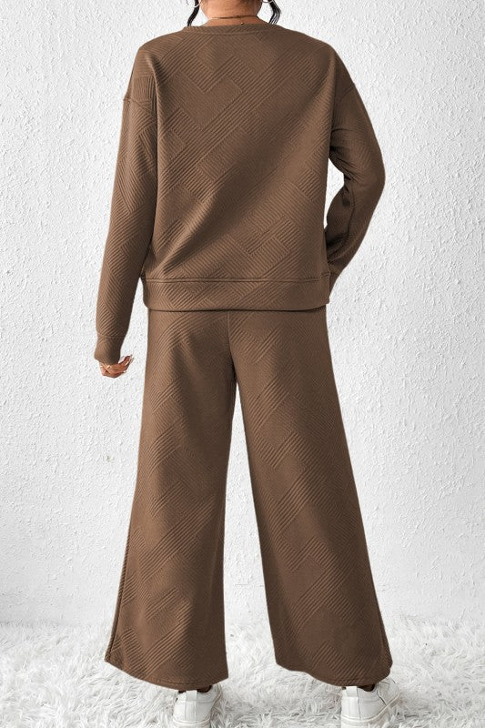 Textured Top and Pants Set