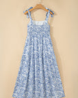 Floral Tie Strap Flared Maxi Dress