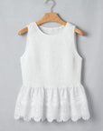 Smocked Lace Sleeveless Peplum Top