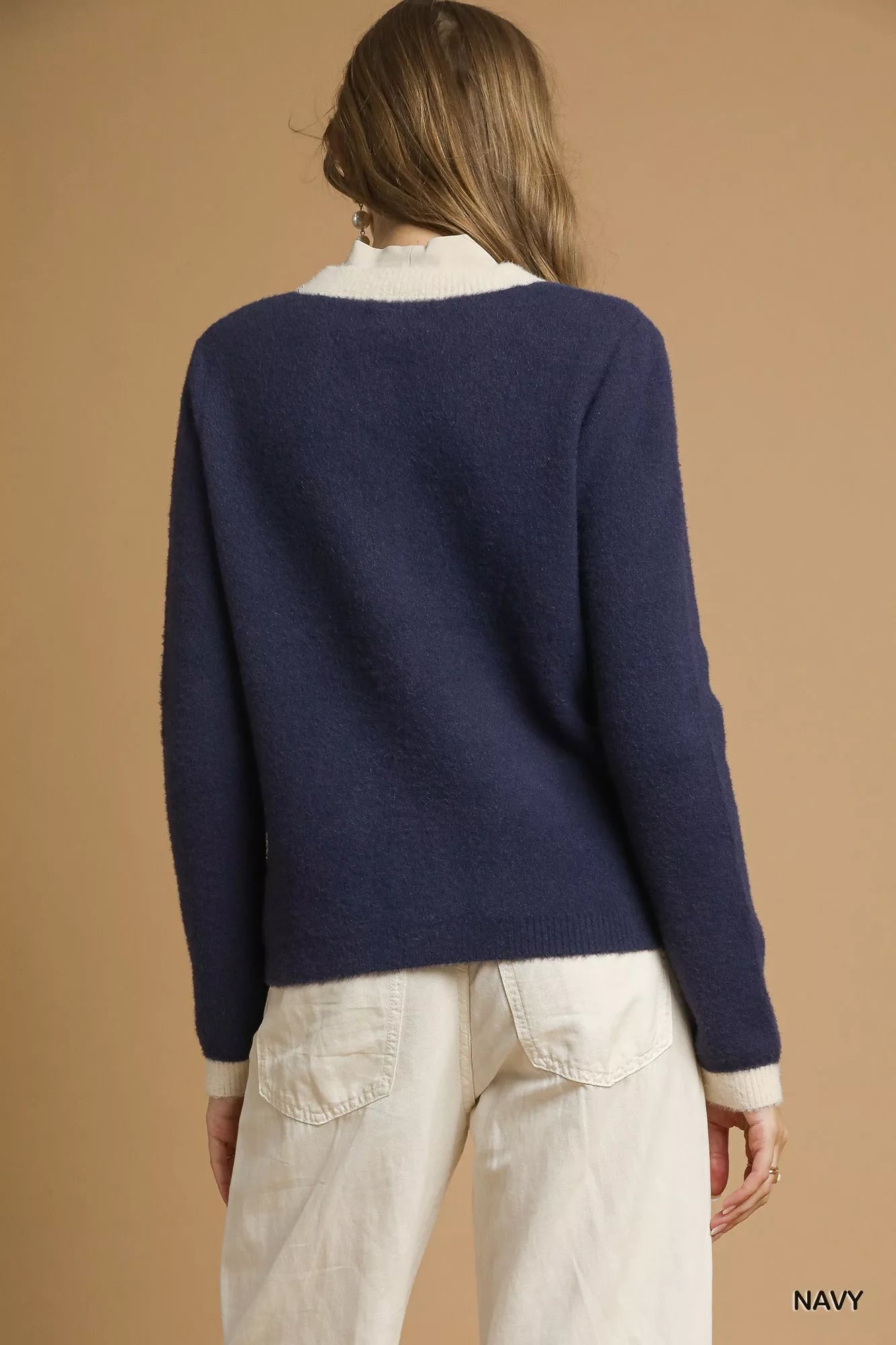 Umgee Two-Tone Button Front Cardigan