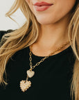 Double Take Pearl Heart Necklace - WATERPROOF