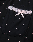 Black Polka Dot Button-Front Pajama Set