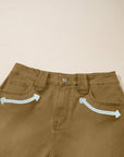 Western Denim Arrow Embroidered High Waist Shorts