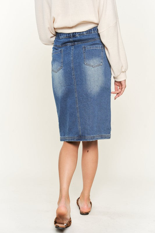 Jade By Jane Denim Button Down Front Midi Skirt