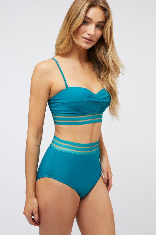 Davi &amp; Dani Solid Two Piece Swimsuit - Online Only