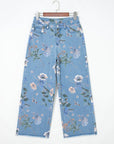 Retro Floral Frayed Hem Shift Jeans