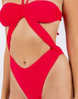 One Piece Open Cutout Front Panel with Halter Neck