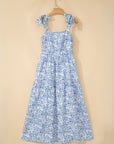 Floral Tie Strap Flared Maxi Dress