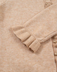 Solid Ruffle Trim Button Front Cardigan