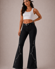 GJG Denim Santa Fe Studded Bell Bottom Jeans — Black