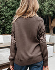 Western Geometric Knit Crew Neck Sweater