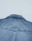 Denim Frilled Short Sleeve Snap Button Shirt