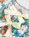Floral Bow Tie Sleeveless Peplum Blouse