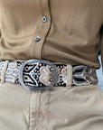 Wildroot Black Hand-Embroidered Wool Belt