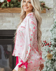 Floral Shirt Satin Tie and Shorts Pajama Set