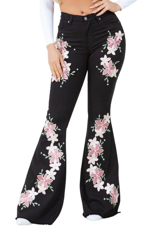 GJG Denim Angela Bell Bottom Jean in Black-Inseam 30