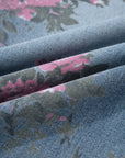 Floral Denim Elastic Waist Straight Leg Jeans