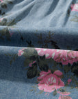 Floral Denim 3/4 Sleeve Buttoned Shirt