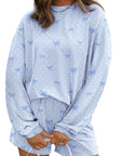 Polka Dot Bow Corded Knit Top and Shorts Set
