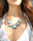 Turquoise Stone Western Statement Necklace