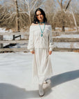 Miss Sparkling | Satin Midi Skirt with Lace Trim
