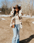 Miss Sparkling | Cow Print Sherpa Jacket