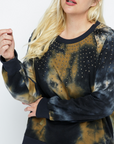 Vocal Plus Size Dyed Sweatshirt with Studs