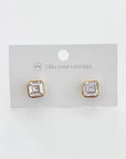 Bezel Diamond Stud Earrings - WATERPROOF