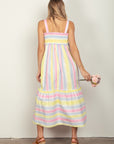 VERY J Striped Woven Smocked Midi Cami Dress