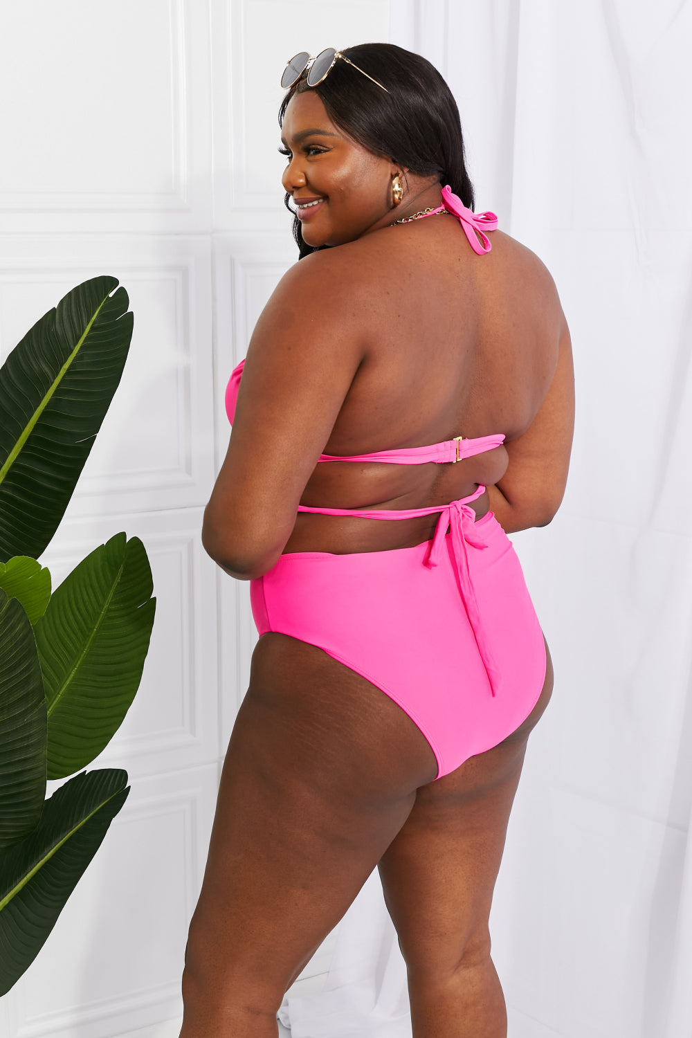 Marina West Swim Summer Splash Halter Bikini Set in Pink - Online Only