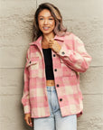 Plaid Collared Neck Button Down Jacket - Online Only