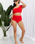 Marina West Swim Seaside Romance Ruffle One-Shoulder Bikini in Red - Online Only