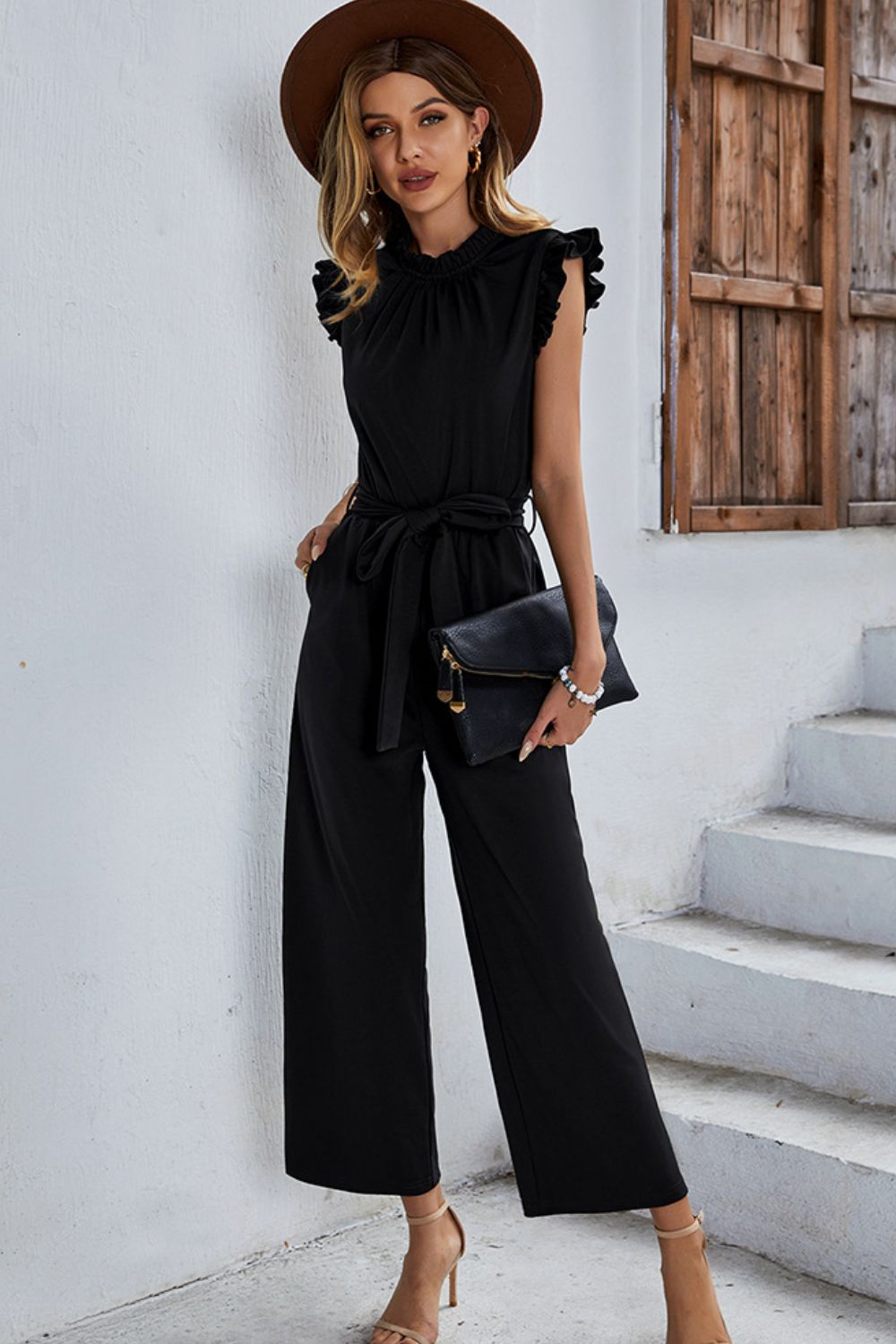 Butterfly Sleeve Tie Waist Jumpsuit - Online Only – My Pampered Life Seattle