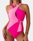 Cutout Contrast Sleeveless One-Piece Swimwear