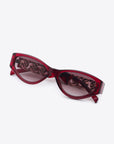 Chain Detail Temple Cat Eye Sunglasses - Online Only