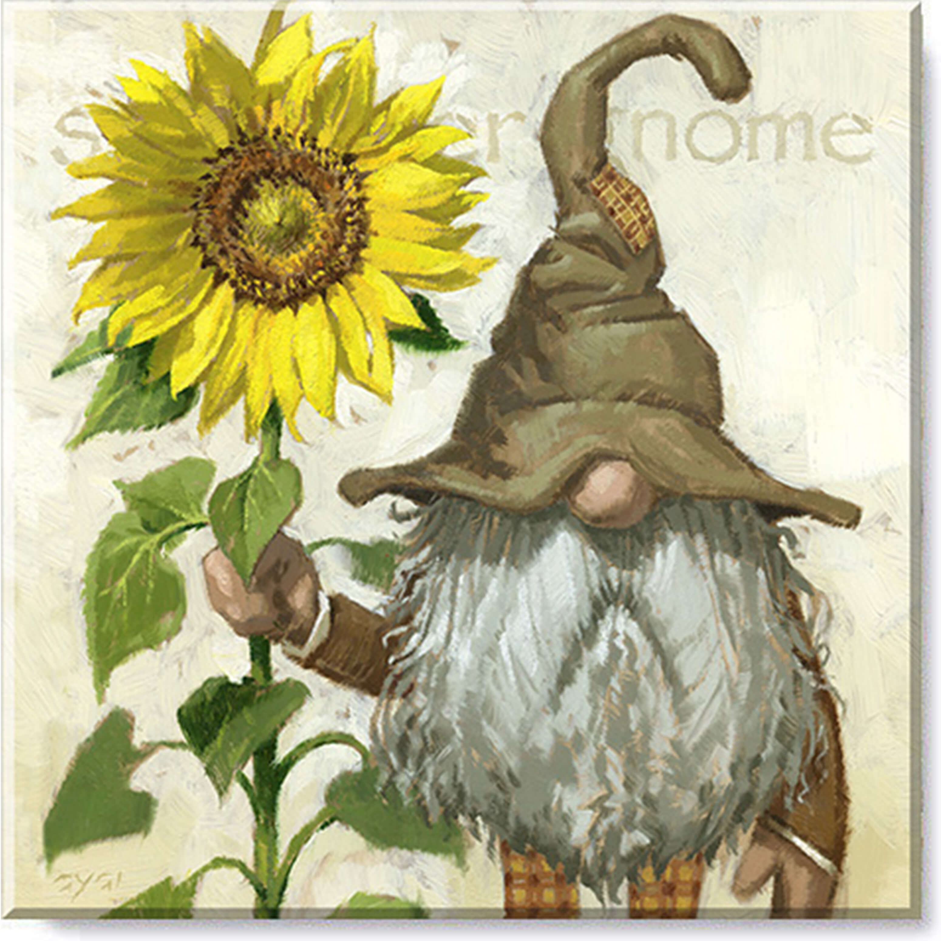 Darren Gygi Sunflower Gnome Wall Art 36x36 - Online Only