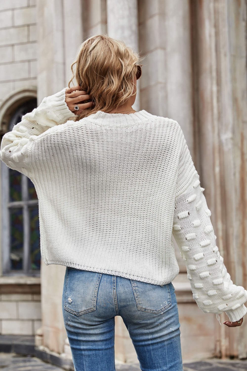 Weekend Style Rib Knit Dropped Shoulder Sweater Online Only