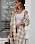 Plaid Button-Up Longline Shacket with Breast Pockets - Online Only