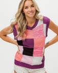 BiBi Color Block Round Neck Sweater Vest