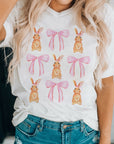 Rabbit & Bow Round Neck Short Sleeve T-Shirt