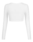 Button Down Long Sleeve Cropped Top - Online Only