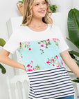 e Luna Floral Striped Mixed Top