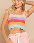 POL Tie-shoulder Sweater Crop Tank Top