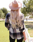 Women Distressed Raw Edge Plaid Print Shirt