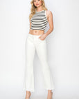 RISEN Full Size Tummy Control Crop Flare Step Hem Pants