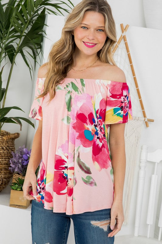 e Luna Floral Off Shoulder Top