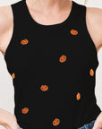 And The Why Jack O' Lantern Embroidered Ribbed Tank